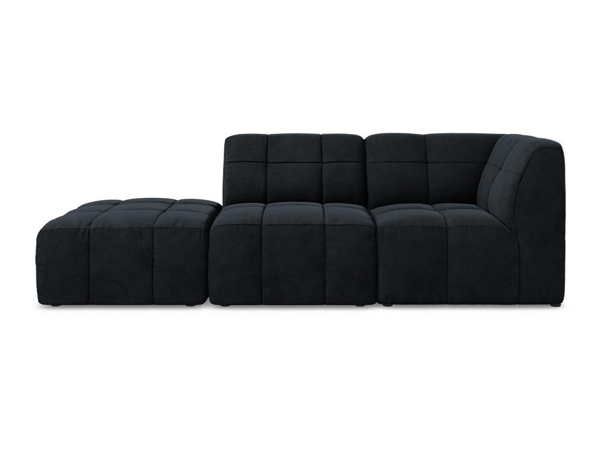 ECKSOFA Links Samt Stoff Blau - Türkis/Schwarz, Holzwerkstoff/Kunststoff (240/90cm) - Makamii