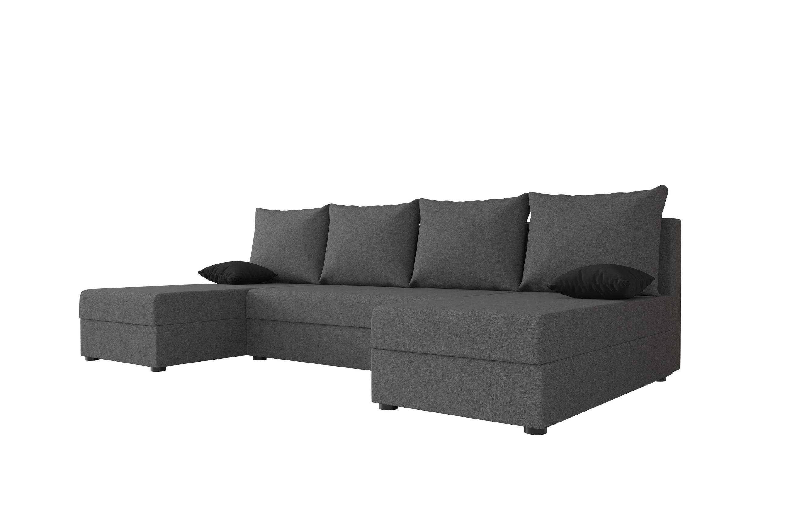 WOHNLANDSCHAFT HEWLET U Sawana 05 mit Schlaffunktion - Dunkelgrau, Textil (310/80/140cm) - Bedante