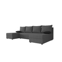 WOHNLANDSCHAFT HEWLET U Sawana 05 mit Schlaffunktion - Dunkelgrau, Textil (310/80/140cm) - Bedante