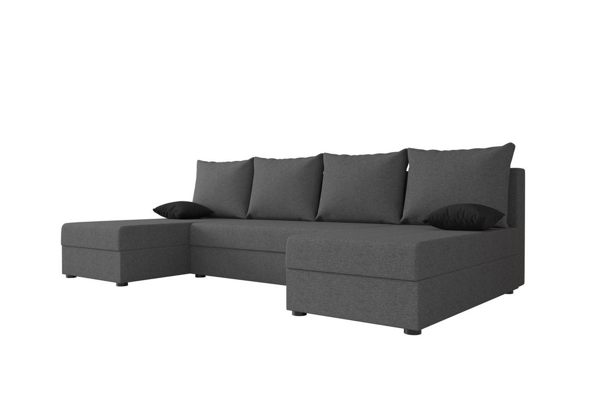 WOHNLANDSCHAFT HEWLET U Sawana 05 mit Schlaffunktion - Dunkelgrau, Textil (310/80/140cm) - Bedante