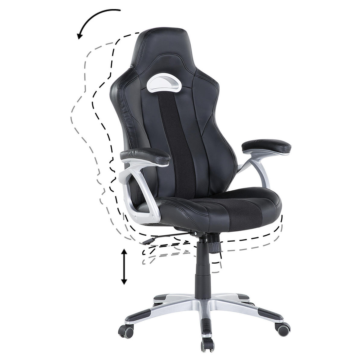 BÜROSTUHL Kunstleder Schwarz Adventure - Schwarz, Kunststoff/Textil (68/120/68cm) - Beliani