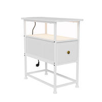 NACHTTISCH LED USB Schublade offene Fächer weiß - Weiß, Holz (60/62/30cm) - LEBENLANG