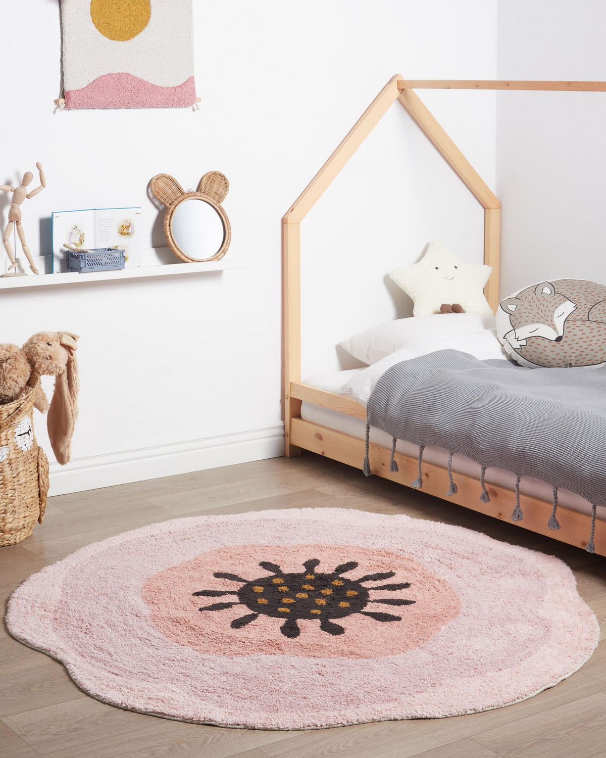 DĚTSKÝ KOBEREC Pastelově růžový 140 cm Bavlna Kharat - růžová, textil (140/140cm) - Beliani