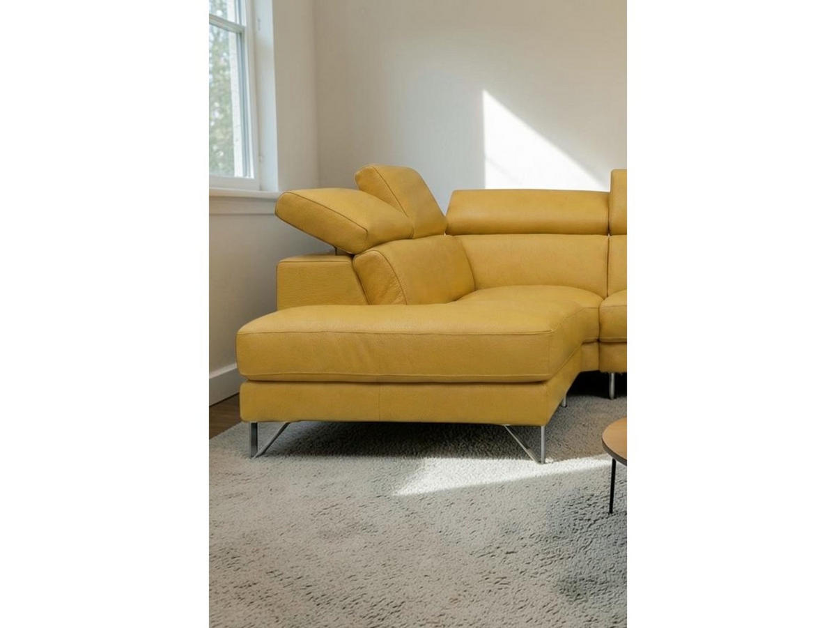 ECKSOFA Antares Echtleder Senfgelb - Gelb, Leder/Metall (276/85/224cm)