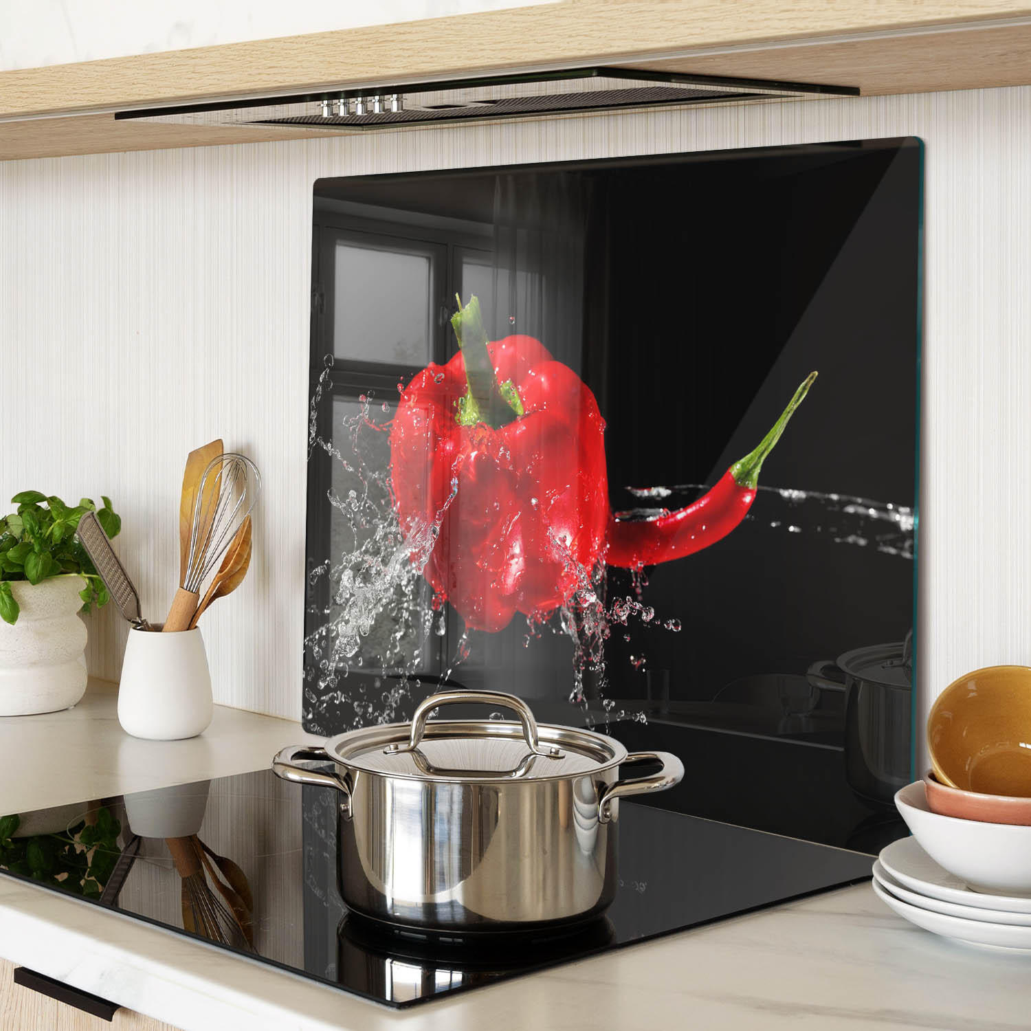 GLASPLATTE 60x52 cm Rote Paprika - Rot, Glas (60/0.4/52cm) - TULUP