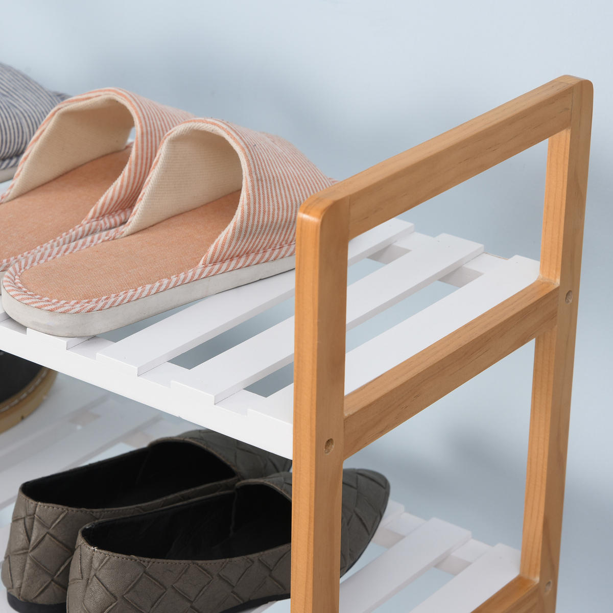 SCHUHREGAL DE-14979 4 offene Lattenböden Weiß - Weiß, Holzwerkstoff (68/78/26cm) - ComfortXL