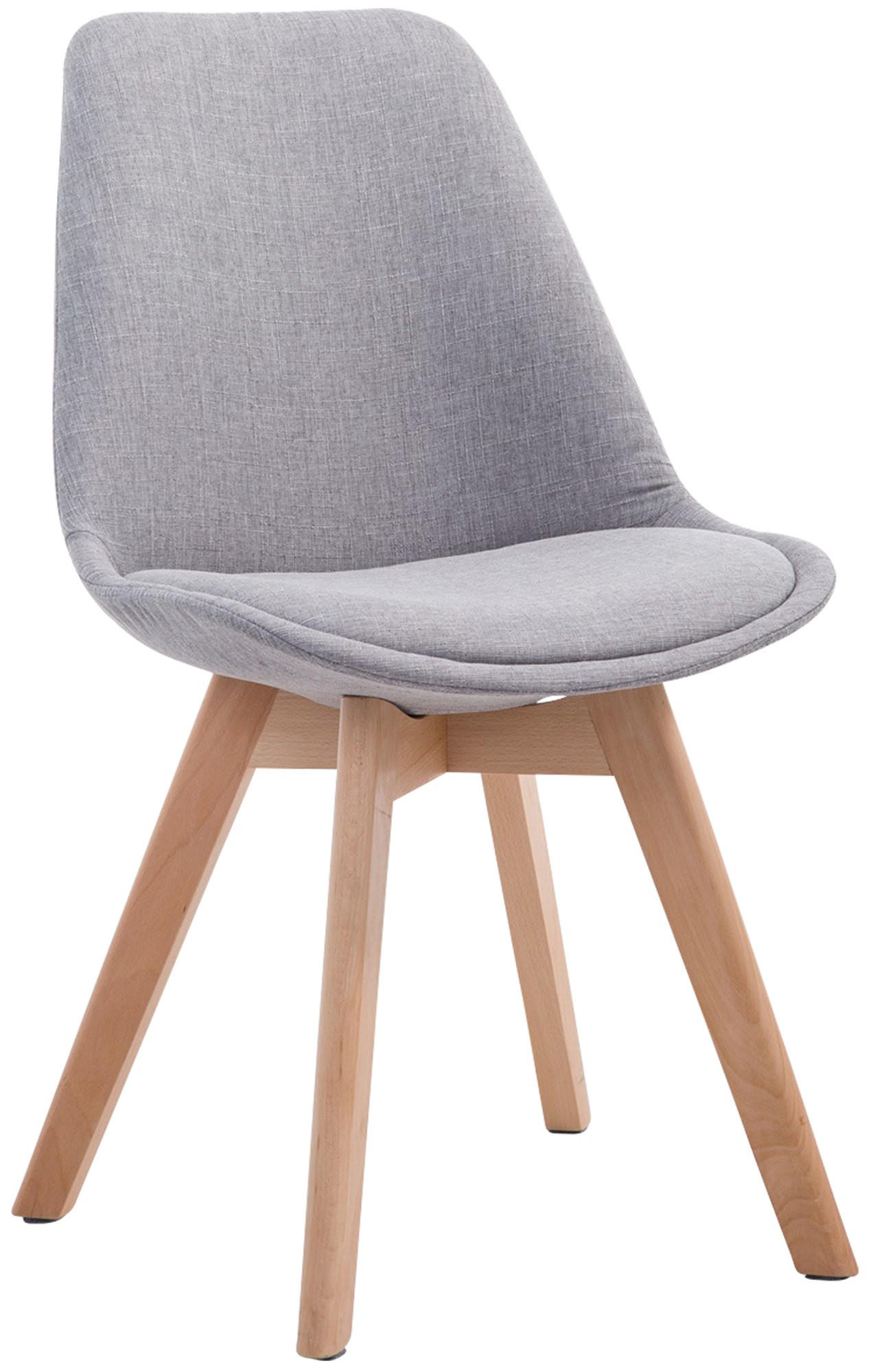 STUHL Stoff Grau - Eukalyptusholzfarben/Grau, Holz/Textil (48/84/55cm) - CLP