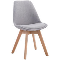 STUHL Stoff grau - Eukalyptusholzfarben/Grau, Holz/Textil (48/84/55cm) - CLP