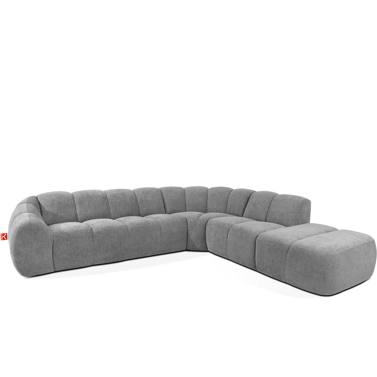 ECKSOFA RECHTS FLAVA, hell Aschgrau - Hellgrau, Holz/Holzwerkstoff (310/274cm) - KONSIMO®