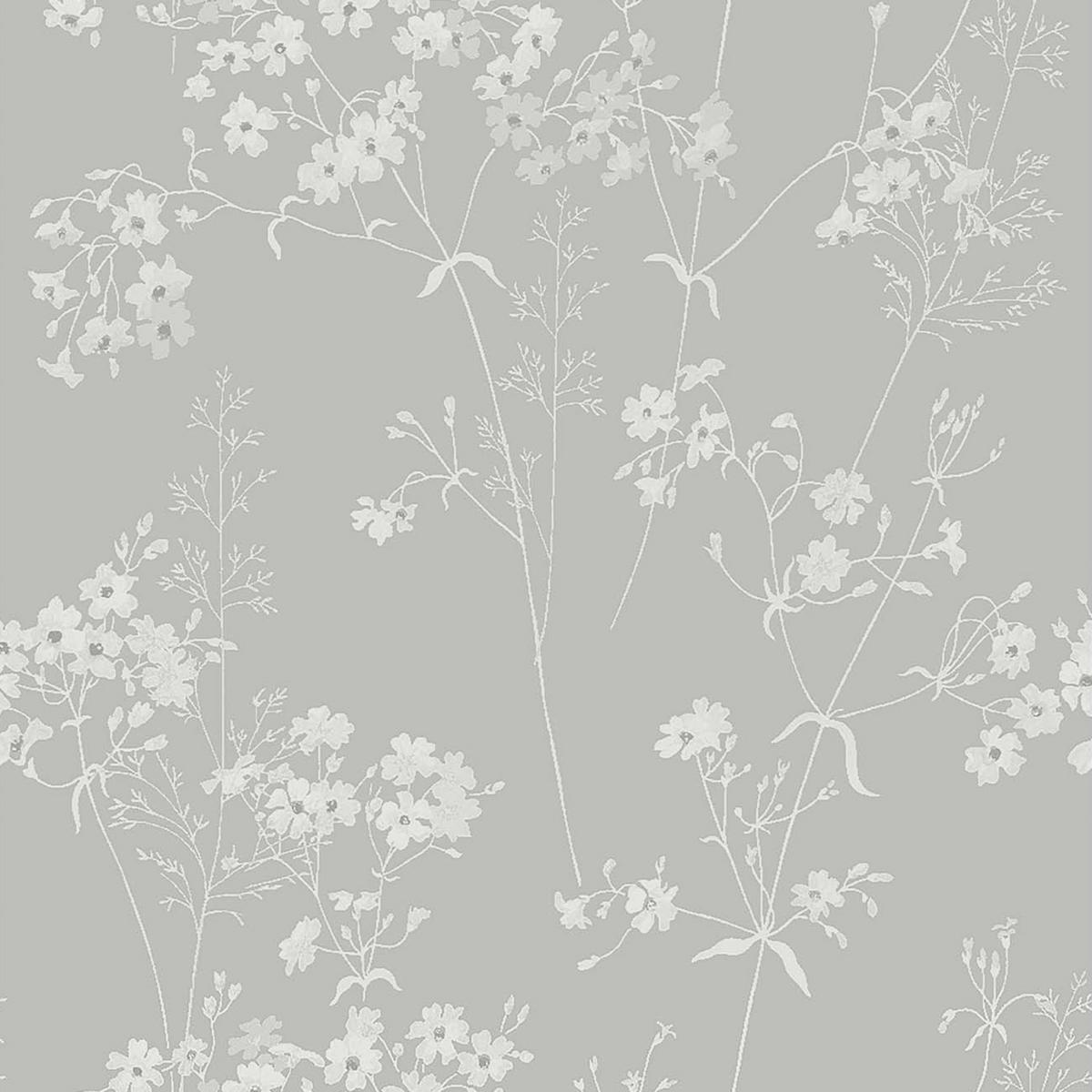 VLIESTAPETE Zarte Blüten Steingrau - Grau, Papier/Kunststoff (52/1000cm) - next
