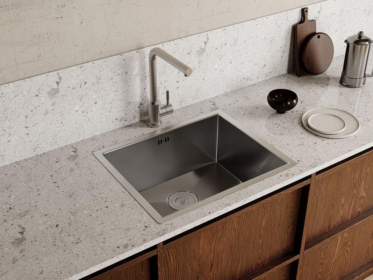 SPÜLE - 55 x 45 - metall - grau Soela - Grau, Metall (55/22/45cm) - Vente-Unique