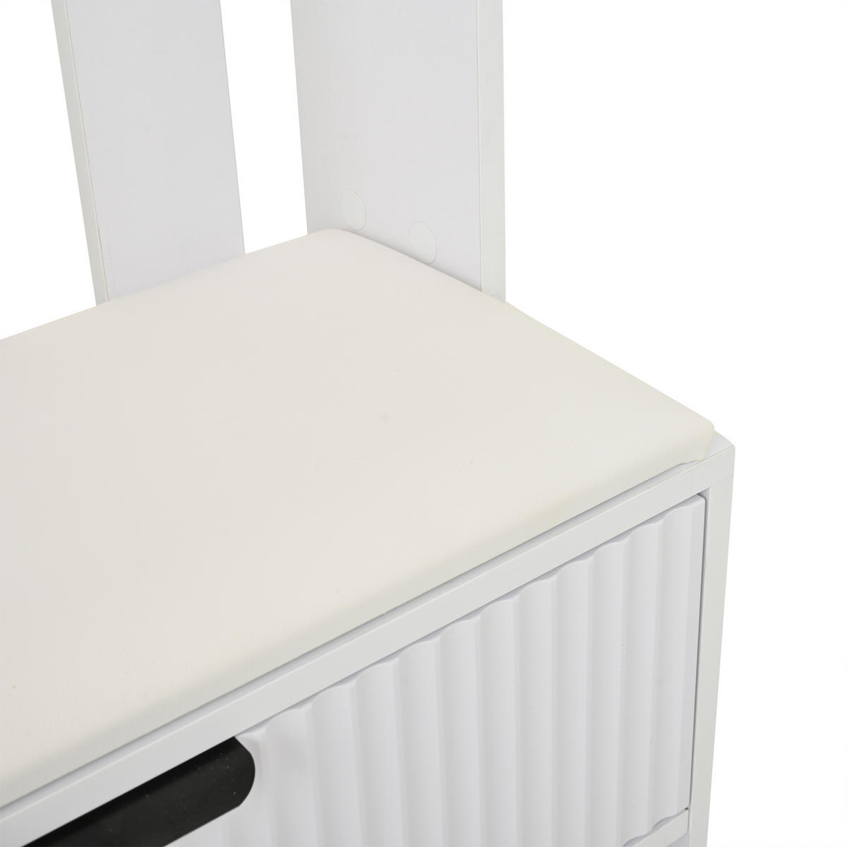 SCHUHSCHRANK aus Spanplatte 100x30x180cm in Weiß mit 8 Haken & Sitzkissen - Weiß, Holzwerkstoff (100/180/30cm) - Modfu