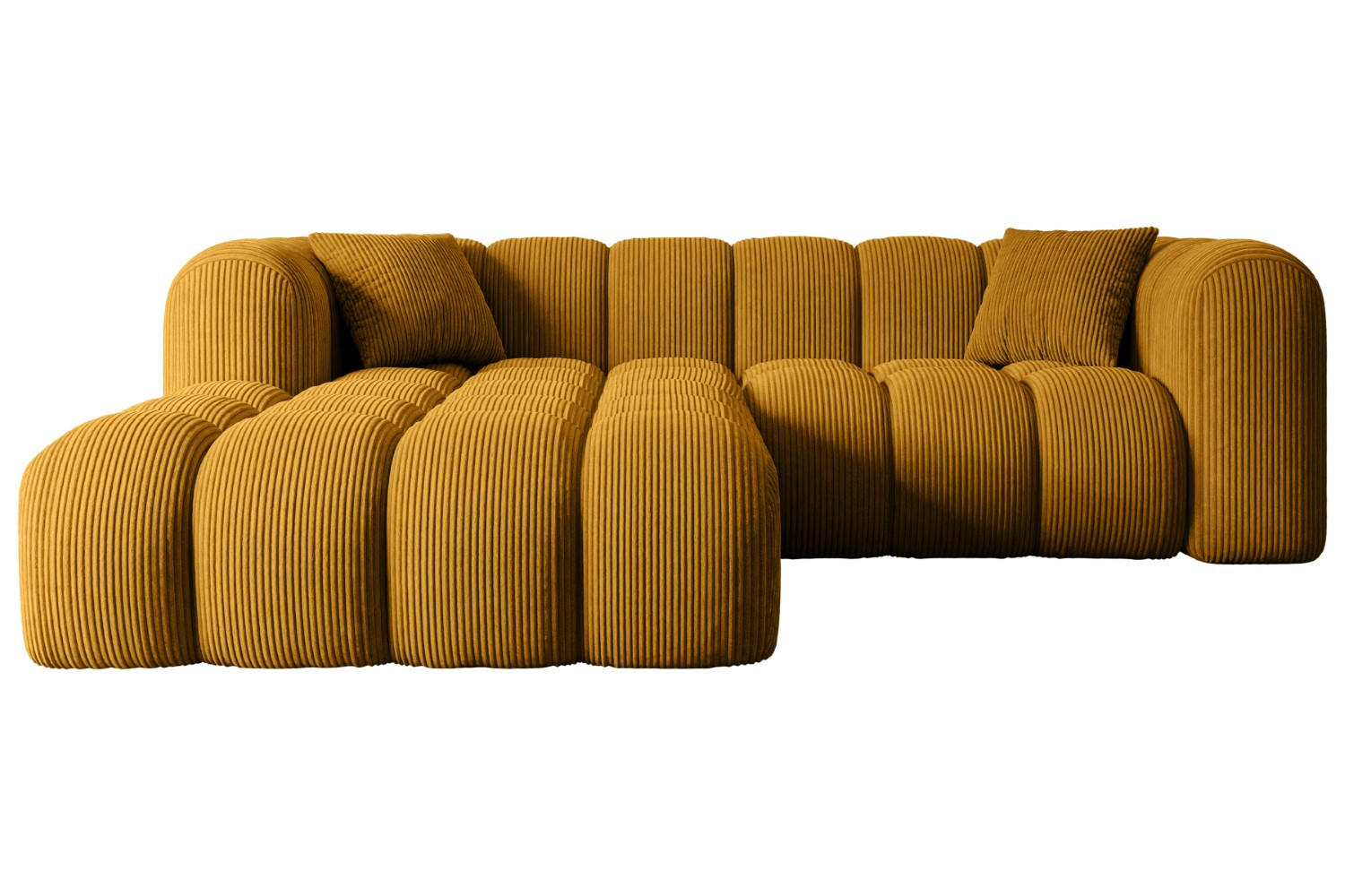 ECKSOFA Ottomane Links OLEA-L1 - 231x173x74 cm Senfgelb Cord - Gelb/Schwarz, Holzwerkstoff/Kunststoff (190/242cm) - ALTDECOR