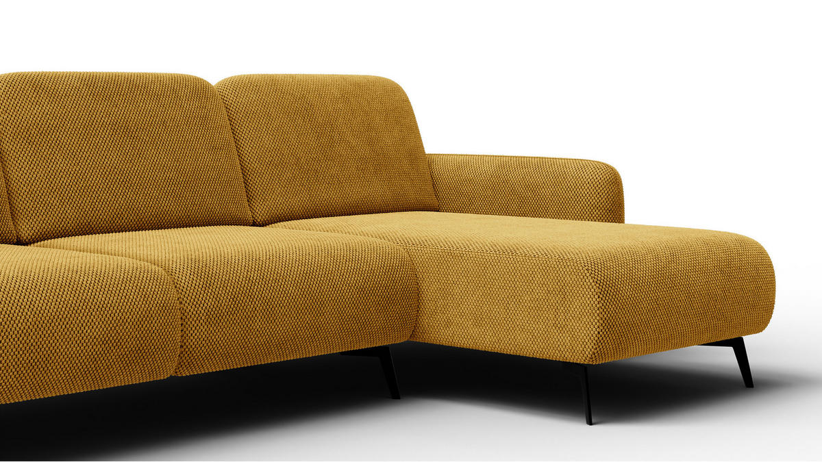 ECKSOFA FEBE 4-Sitzer rechts, dunkelgelb - Gelb/Schwarz, Holz/Textil (264/157cm) - Courtois Laville
