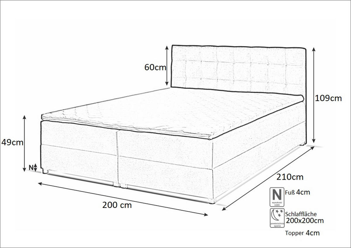BOXBETT Malmo 200x200 cm mit Topper, zwei Bettkästen und Matratze, rosa - Rosa, Kunststoff (200/200cm) - Margaret Hadas24