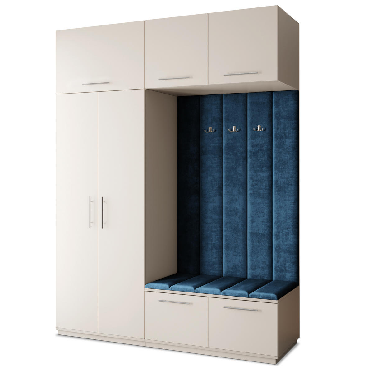 GARDEROBENSCHRANK REMA 180/240/60 cm Modern Garderobe-Set Kaschmir - Kaschmir/Blau, Holzwerkstoff (180/240/60cm) - MASSENO