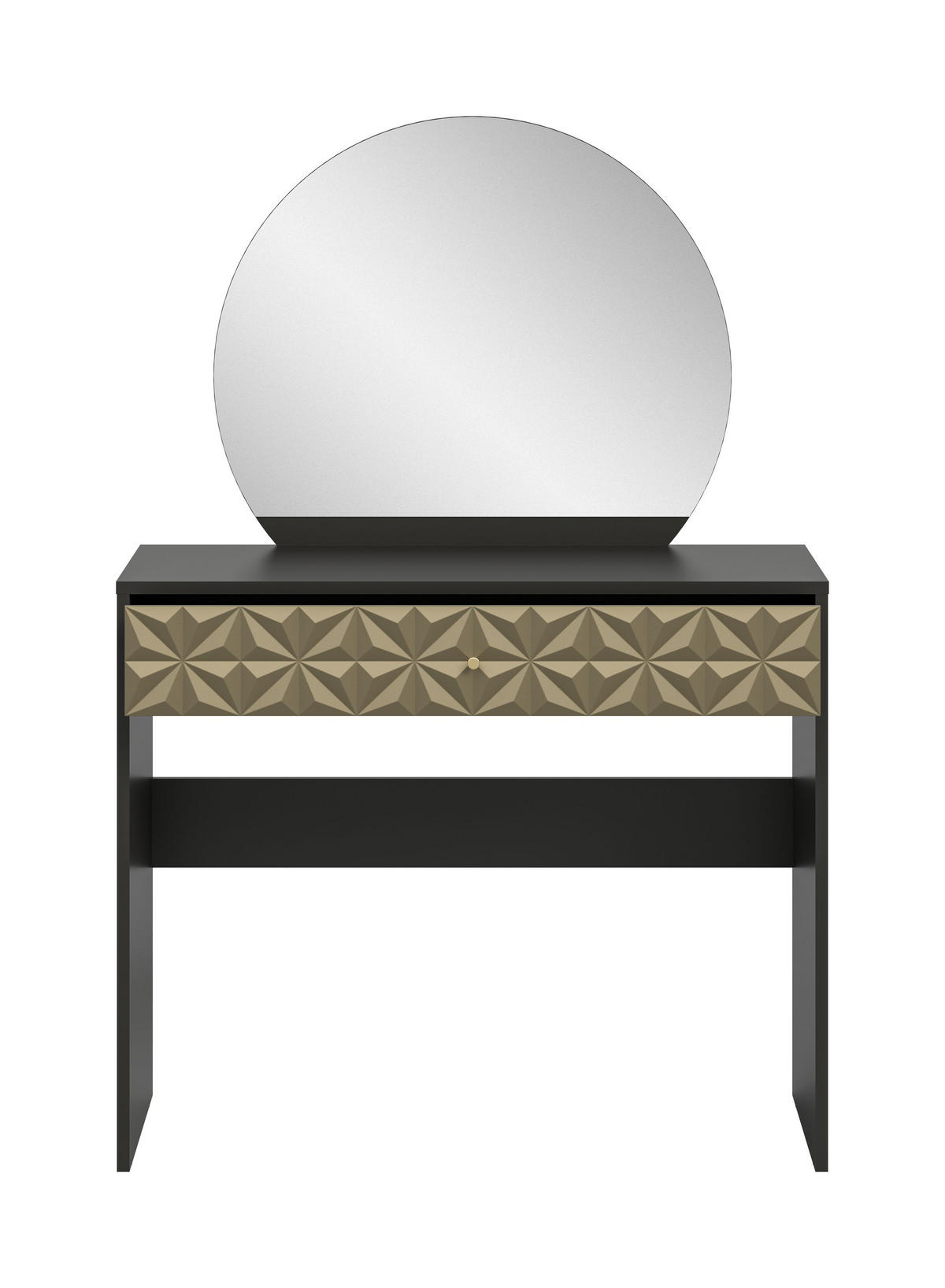 SCHMINKTISCH Glint (B/H/T: ca. 90/133/39 cm) in schwarz/schwarz - Schwarz, Holzwerkstoff (90/133/39cm)
