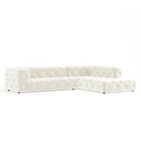 ECKSOFA Cosimo Creme Samtstoff - Creme/Schwarz, Holz/Holzwerkstoff (325/228cm) - Maison de Reve