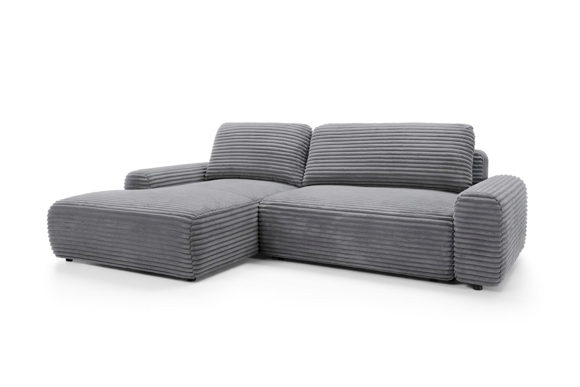 ECKSOFA CORD Grau 264x162x85 cm - Grau, Textil (264/162cm) - FURNLUX