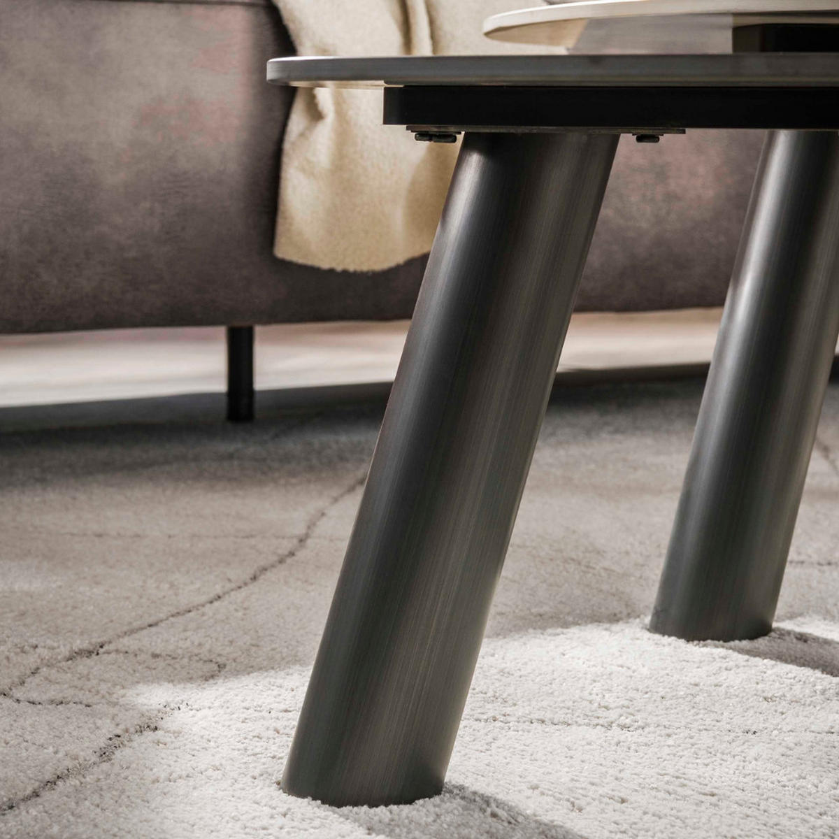 COUCHTISCH-SET TWIN BICOLORE GRANDE Organische Log-Satztische - Anthrazit/Beige, Keramik (87/100/41cm) - alesvelt