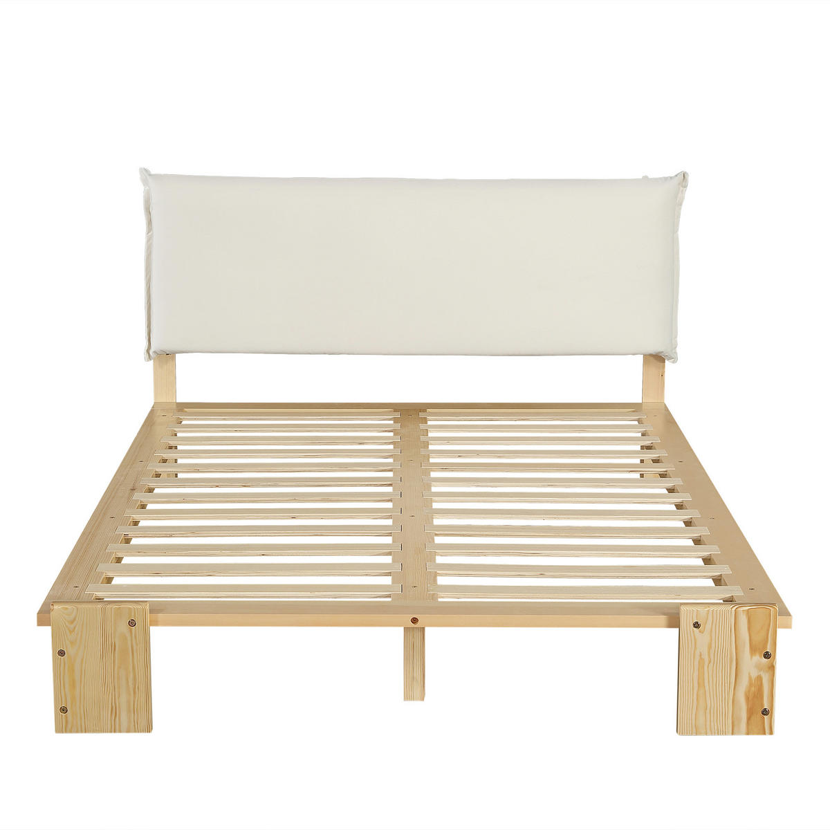 KINDERBETT 140/200 cm DE-02218, in Natur, mit gepolsterter Rückenlehne - Naturfarben, Holz (140/200cm) - ComfortXL