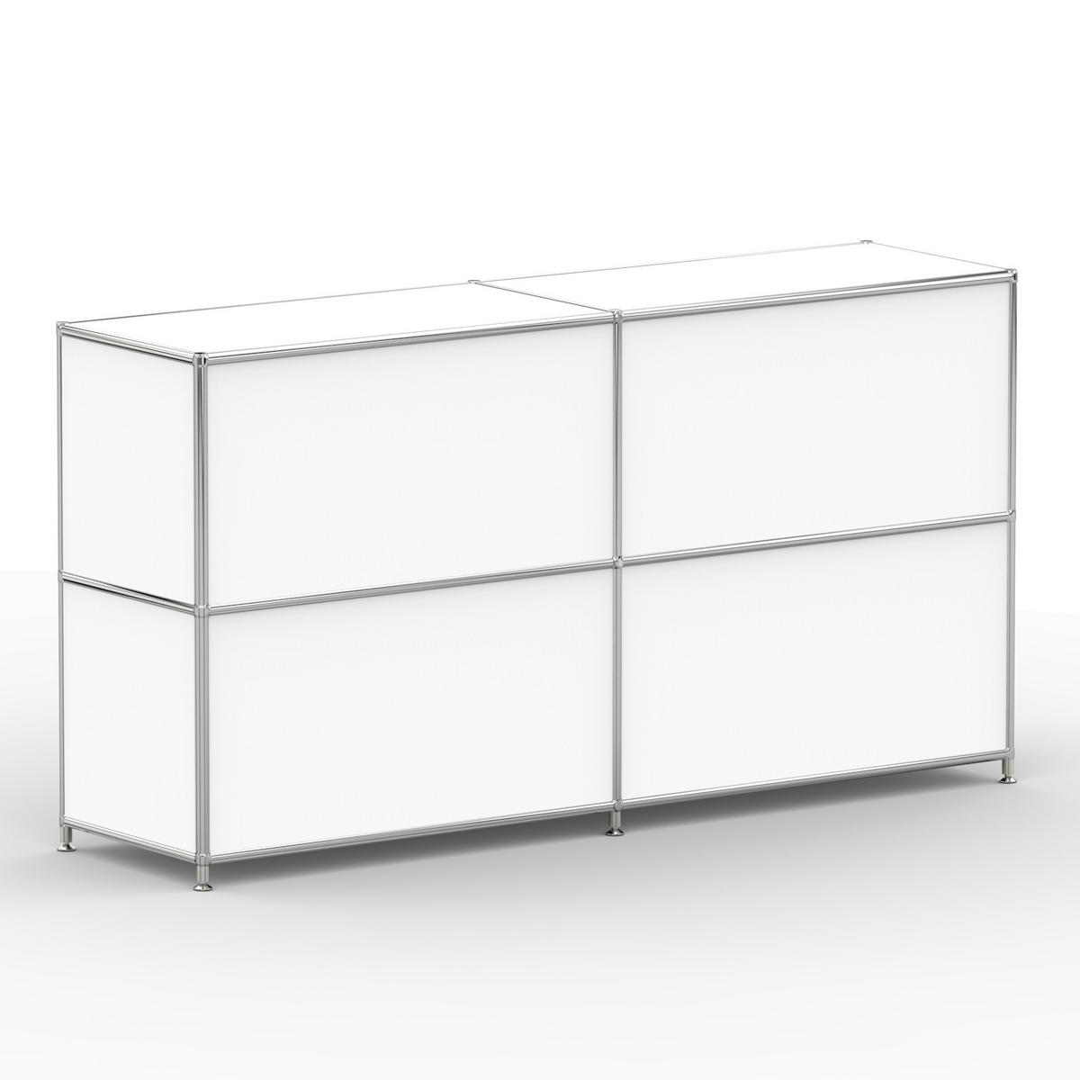 AKTENSCHRANK, 4 Klappen & Schloss, Breite 152 cm, Signalweiß - Chromfarben/Silberfarben, Metall (40/80.5/152.2cm) - Versee
