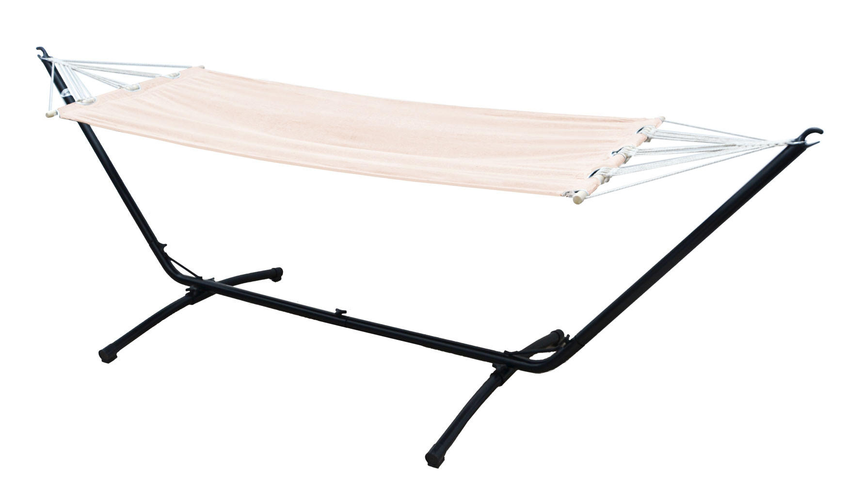 HÄNGEMATTE mit Gestell 310/100 cm, Beige/Schwarz - Schwarz, Metall (100/95/310cm) - Amanka