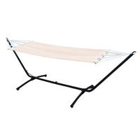 HÄNGEMATTE mit Gestell 310/100 cm, Beige/Schwarz - Schwarz, Metall (100/95/310cm) - Amanka