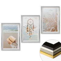 WANDBILDER 3er Set - 40x60 cm Silberner Rahmen - Friedliche sommerliche Boho-Landschaften - Silberfarben, Kunststoff (40/60cm) - ArtPrintCave
