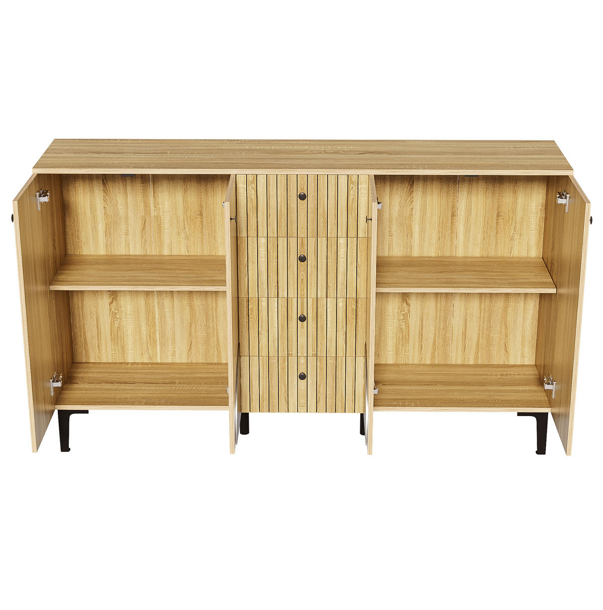SIDEBOARD 160/36/94 cm mit 4 Türen & 4 Schubladen in Holzfarbe - Eichefarben, Holzwerkstoff (160/94/36cm) - BEAOK