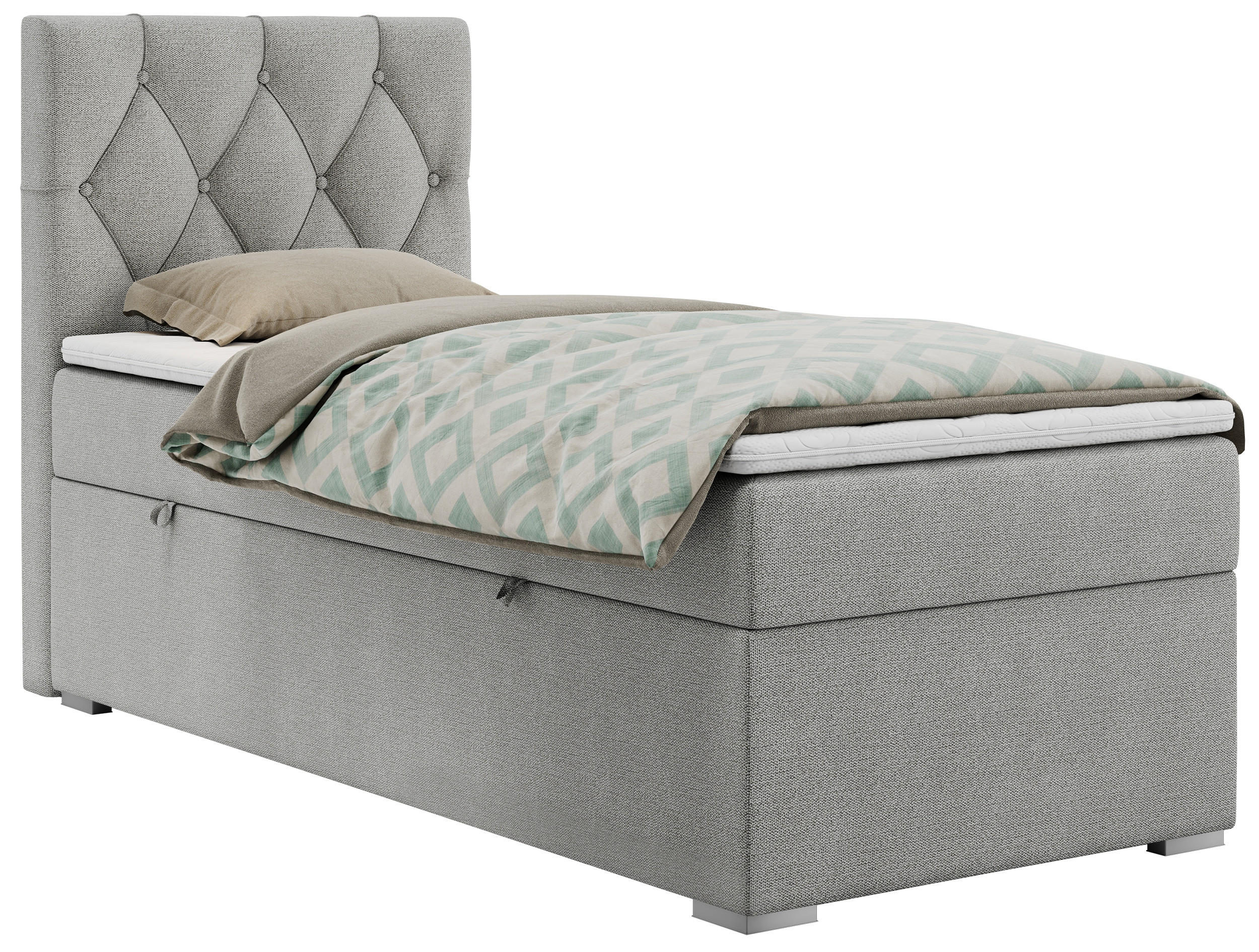 BOXBETT ALDA 90/200 Hellgrau Struktur - H4 - Links Seite - Hellgrau, Holz/Textil (90/200cm) - MKS