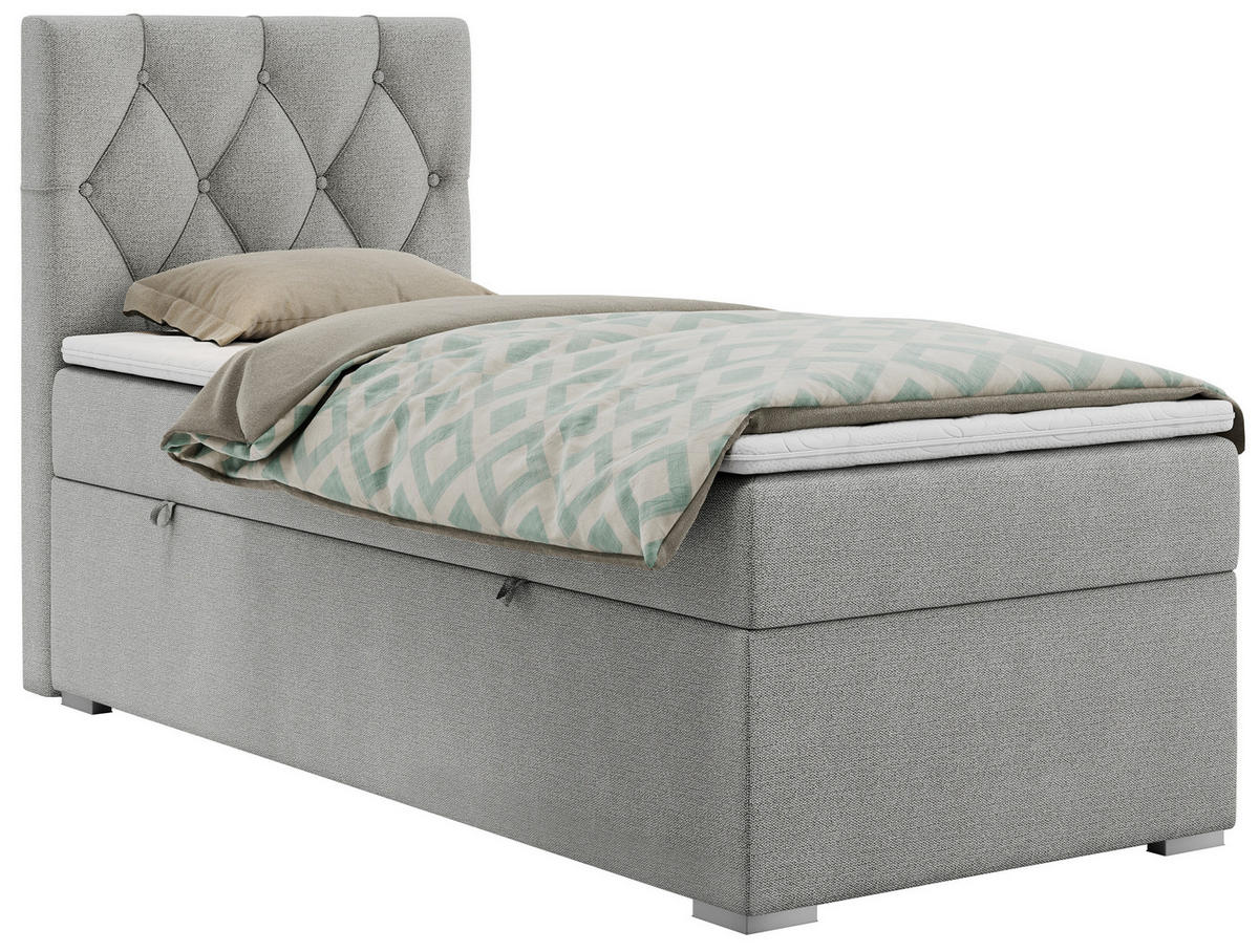 BOXBETT ALDA 90/200 Hellgrau Struktur - H4 - Links Seite - Hellgrau, Holz/Textil (90/200cm) - MKS