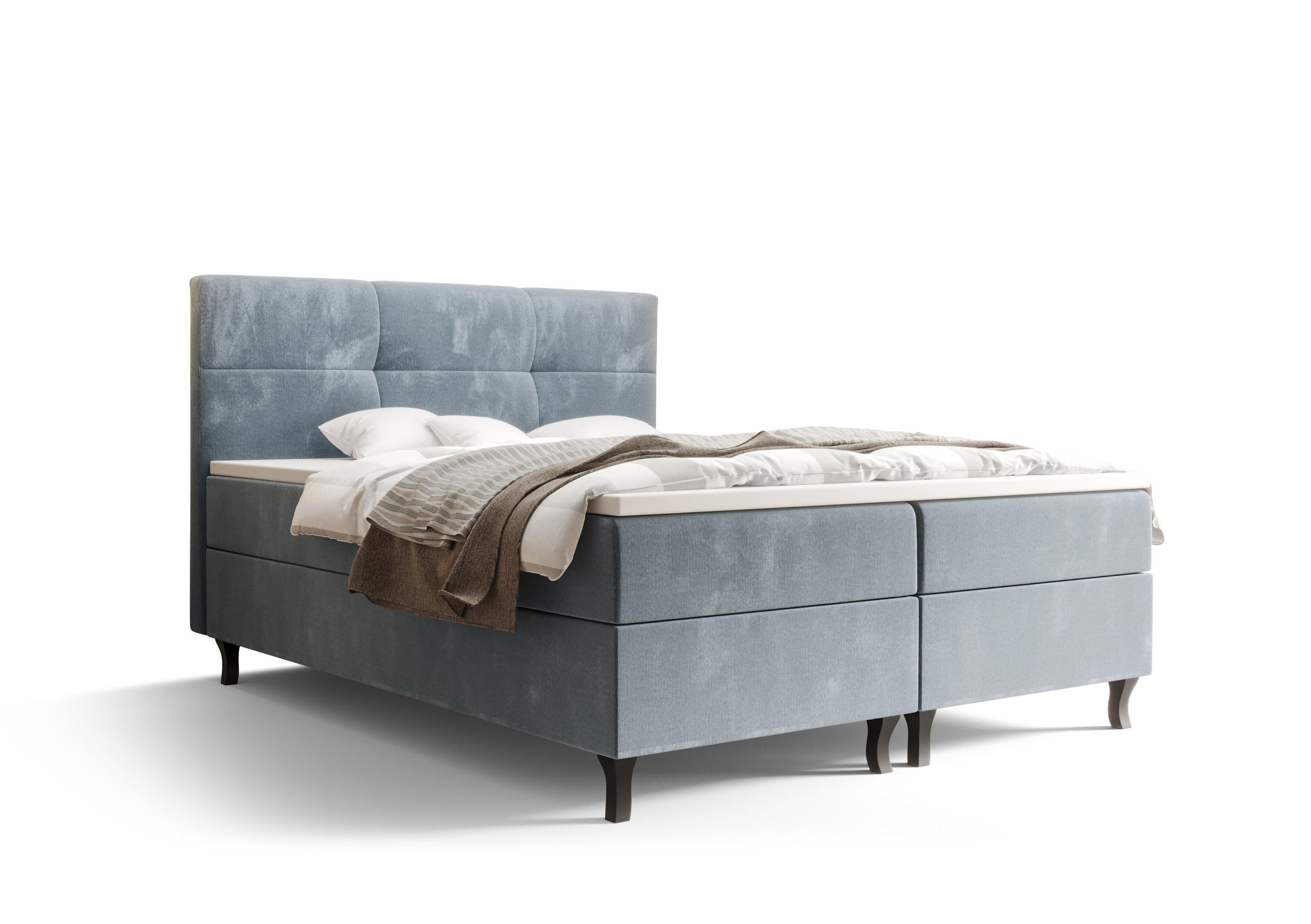 BOXBETT LIMBA mit Matratze H3, Bonell und Topper 180x200 Monolith 70 - Hellblau, Holz/Textil (180/200cm) - Bedante