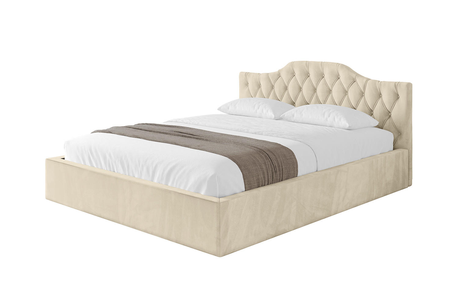 POLSTERBETT mit Bettkasten und Lattenrost, Bett mit Matratze H3/H4 - FALIO-V1 200x200 Beige - Ecru, Holzwerkstoff/Textil (200/200cm) - ALTDECOR