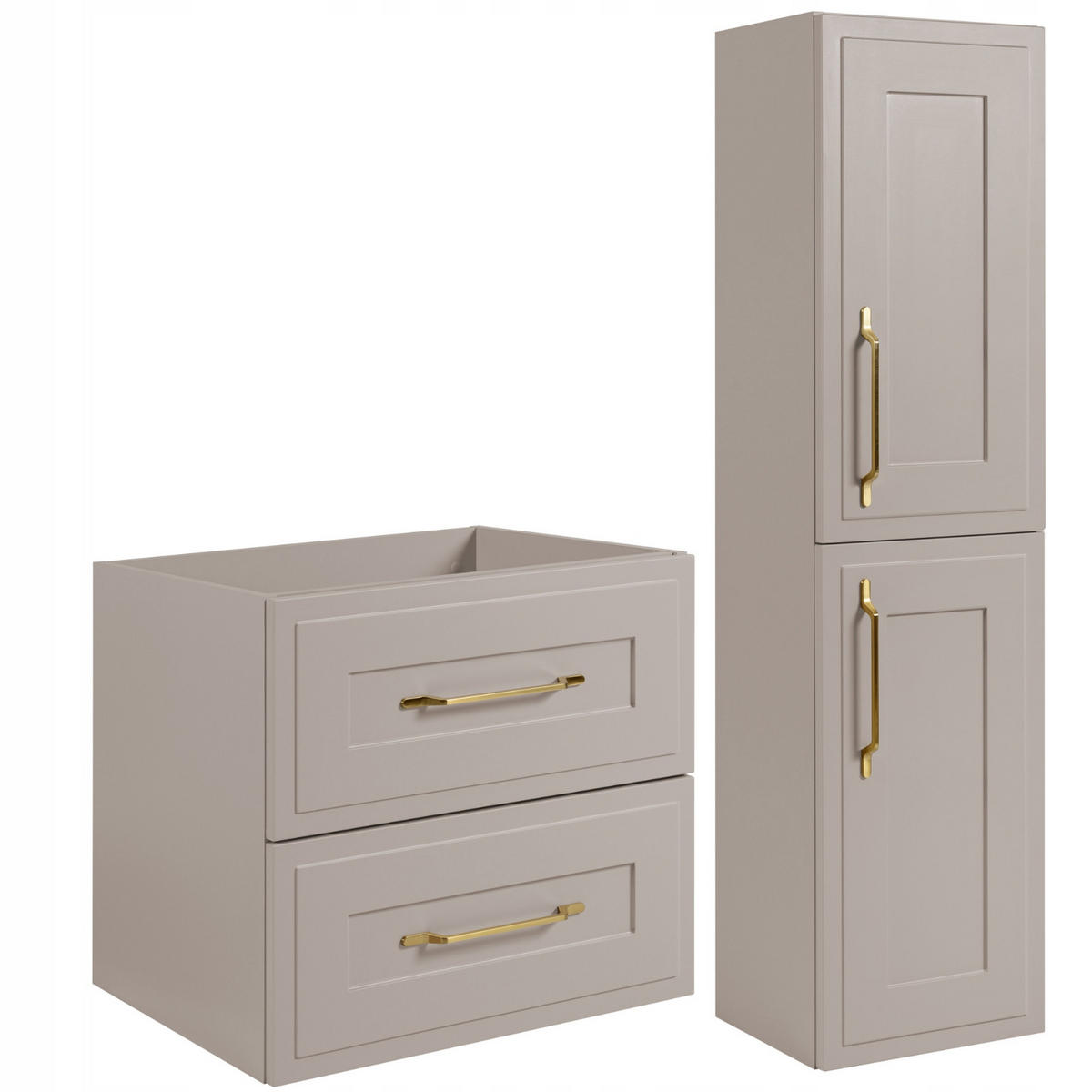 WASCHBECKUNTERSCHRANK + HÄNGESÄULE CLASSIC 60cm Kaschmir - Kaschmir, Holzwerkstoff (60/58/46cm) - Rodan