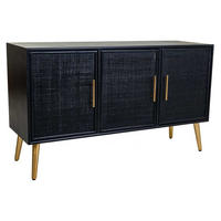 SIDEBOARD aus Holz und Netz, Schwarz 120x42x71 - Schwarz, Holz (120/71/41.5cm) - Wanderlust