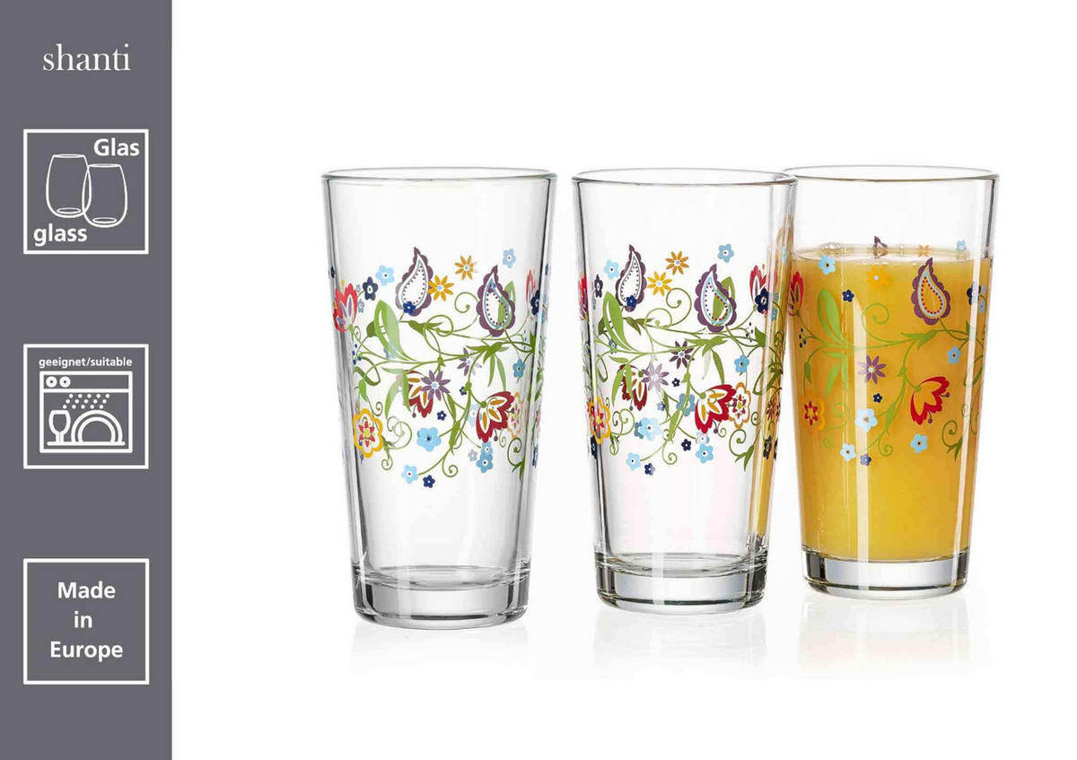 TRINKGLÄSER Shanti bunt 380 ml 6er Set - Multicolor, Glas (0.38L) - Ritzenhoff Breker