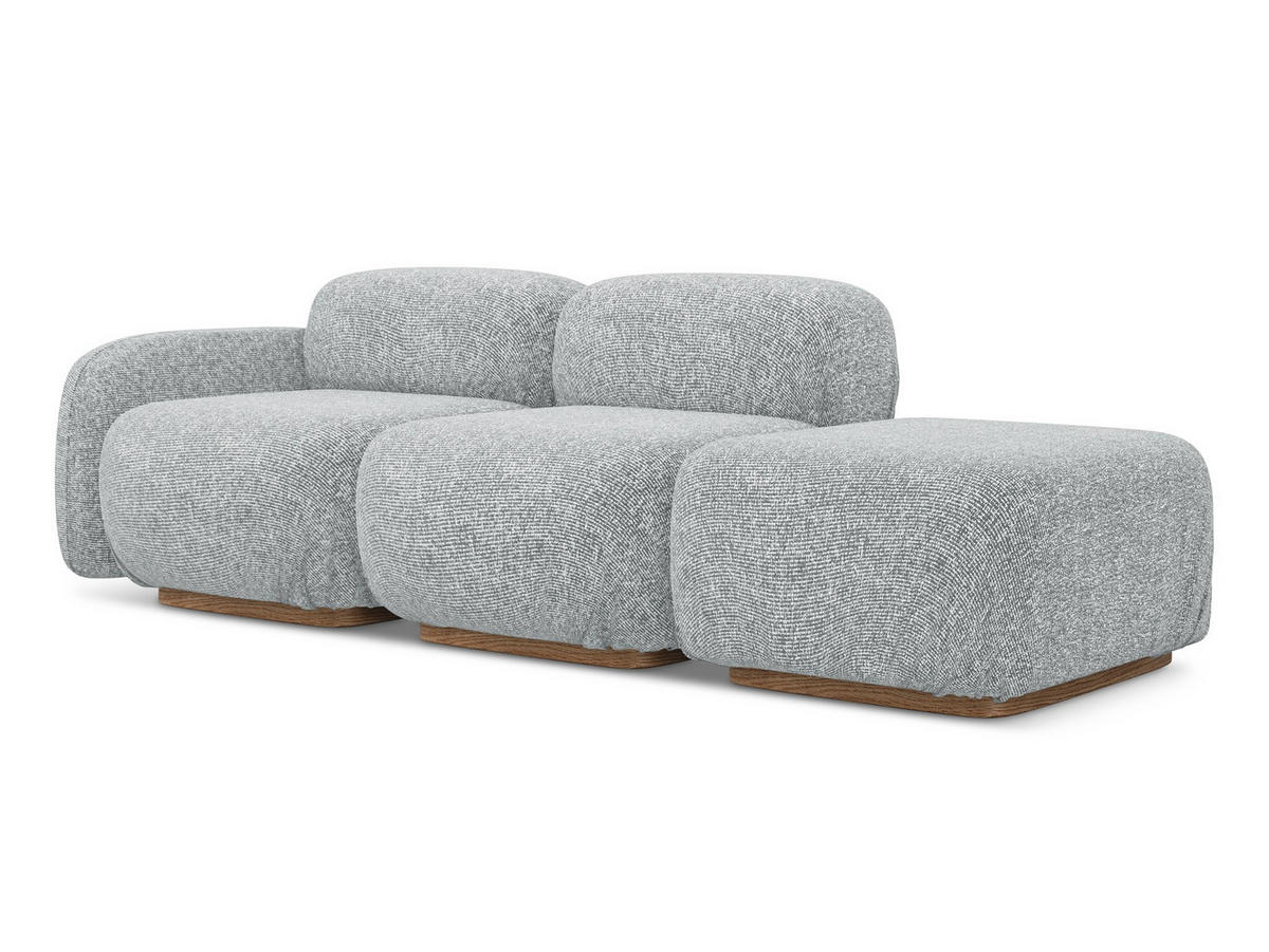 3-SITZER SOFA Rechts Strukturstoff Stoff Grau - Silberfarben/Braun, Holz/Textil (258/73/95cm) - Makamii