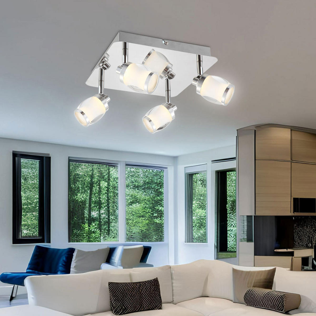 LED DECKENLEUCHTE COLORADO Chrom Silber - Silberfarben, Glas (25/25/15cm) - Globo Lighting