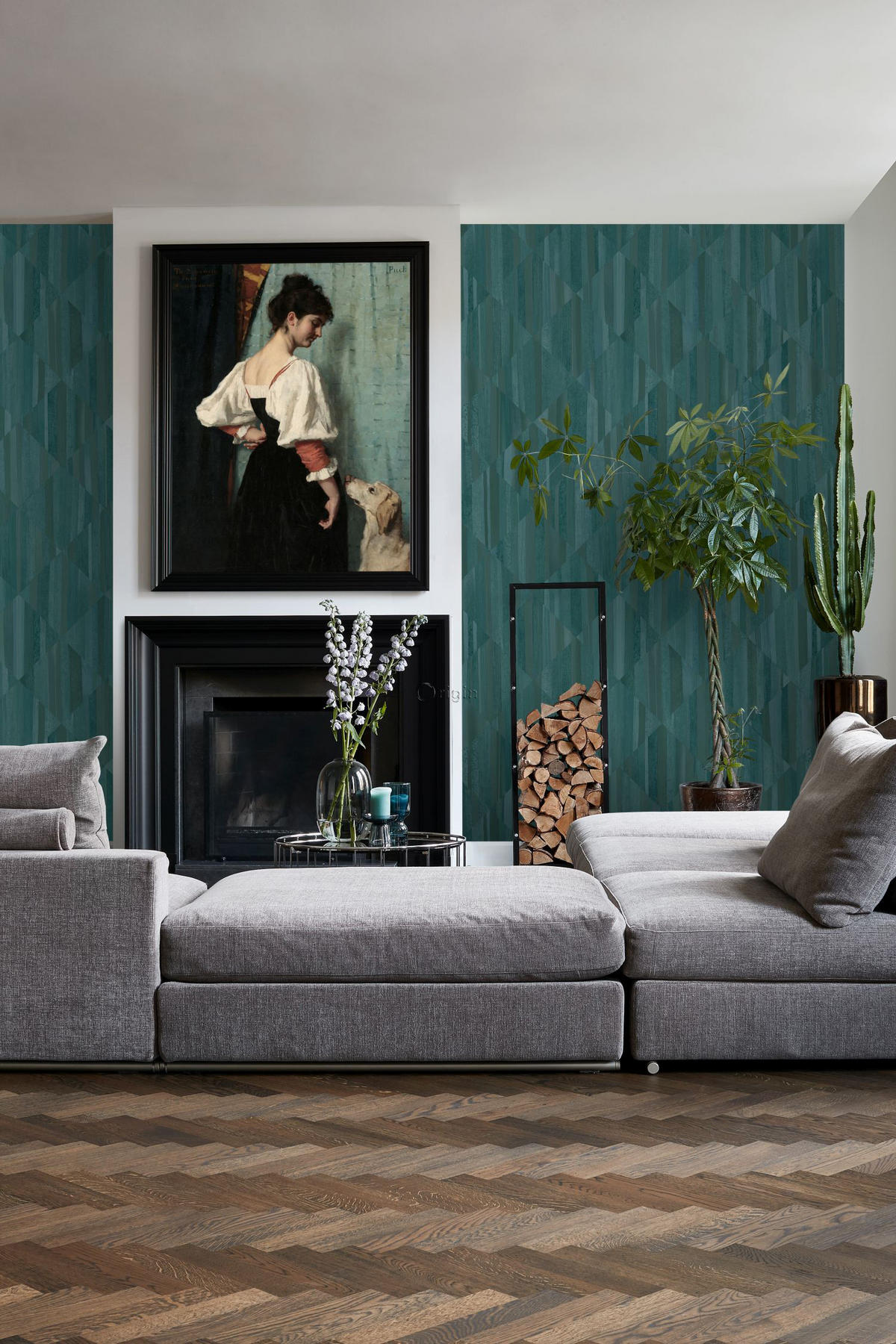 FOTOTAPETE 3D Holzoptik 150 x 279 cm - Blau, Papier (150/279cm) - Origin Wallcoverings