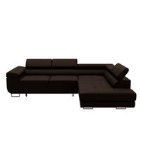 ECKSOFA VEMO EDGE Rechts Braun Velour-Stoff mit Bettkasten und Schlaffunktion - Dunkelbraun, Textil (270/200cm) - Barchello