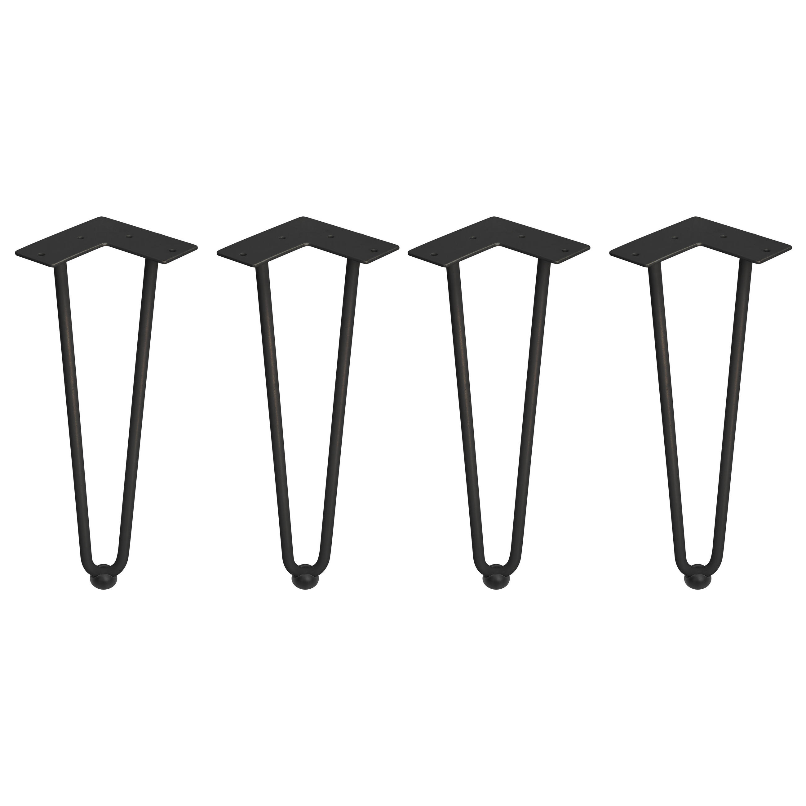 TISCHBEINE mit 2 Stangen Hairpin, Höhe 400mm, Stahl, Schwarz lackiert 4er-set - Schwarz, Metall (16.68/41/11.73cm) - EMUCA