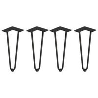 TISCHBEINE mit 2 Stangen Hairpin, Höhe 400mm, Stahl, Schwarz lackiert 4er-set - Schwarz, Metall (16.68/41/11.73cm) - EMUCA