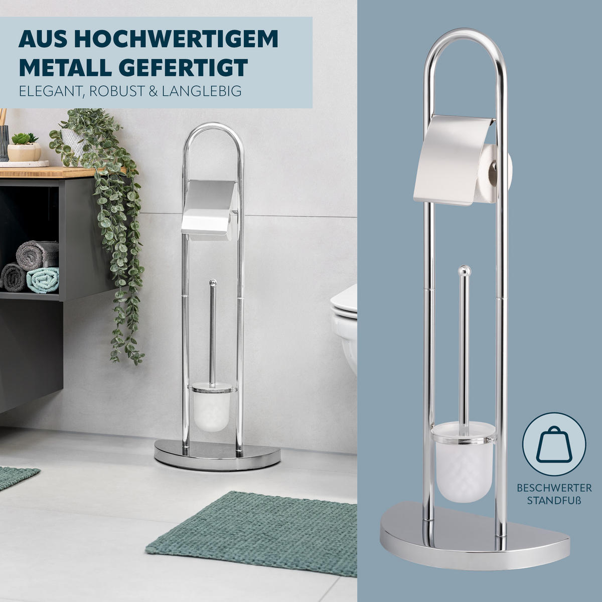 WC-GARNITUR, transparent - Chromfarben, Metall (33/84/17.5cm) - bremermann