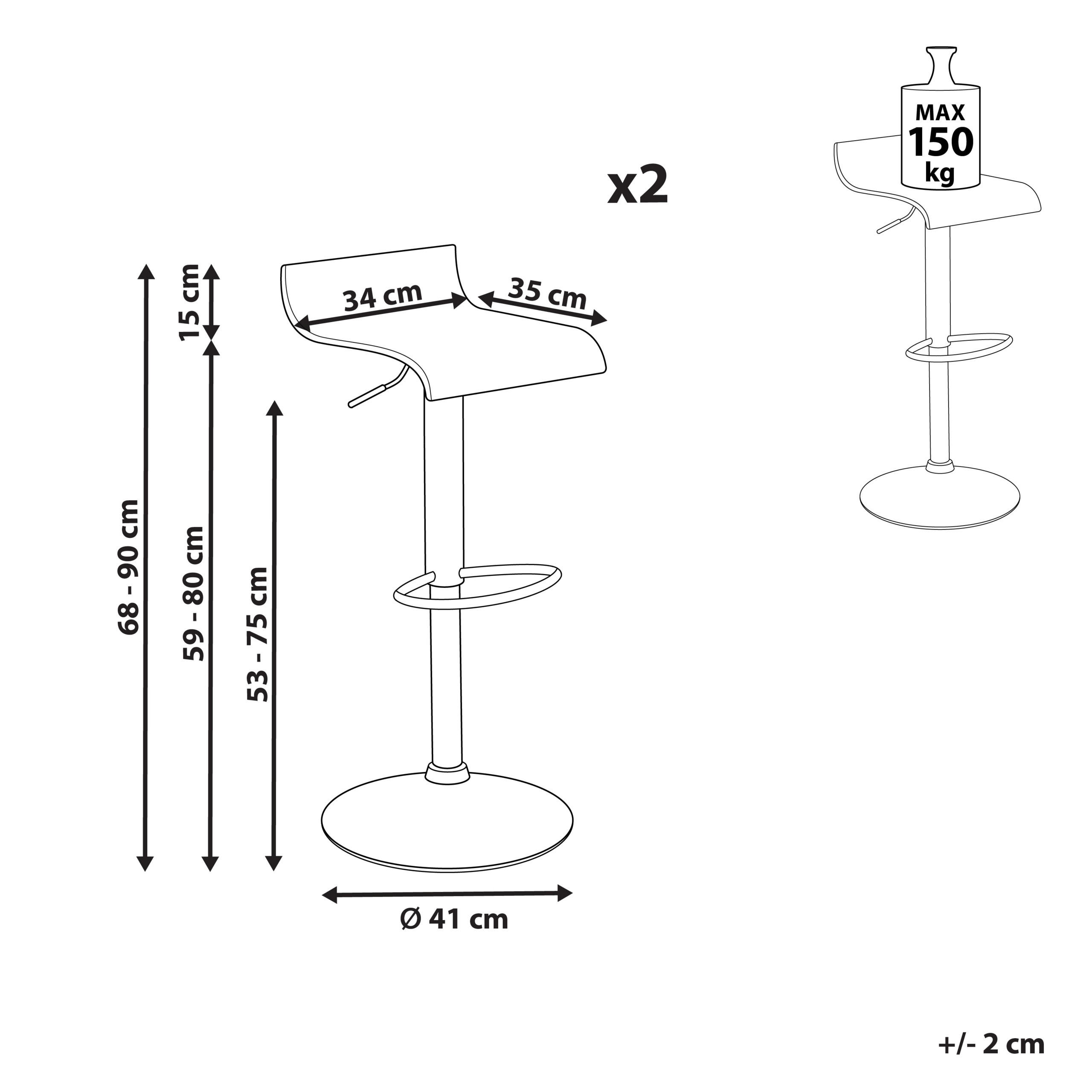 Thumbnail - Beliani Barhocker, Silber, Weiß, Holzwerkstoff, 42x42 cm, Esszimmer, Barmöbel, Barhocker