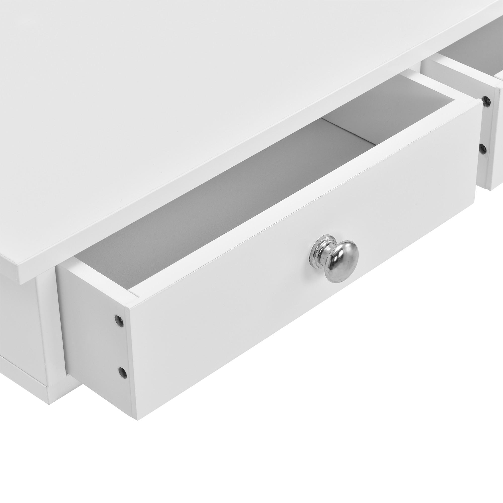 Thumbnail - [en.casa] Wandregal, Weiß, Holzwerkstoff, 2 Schubladen, 15x10x60 cm, Wohnzimmer, Regale, Wandregale