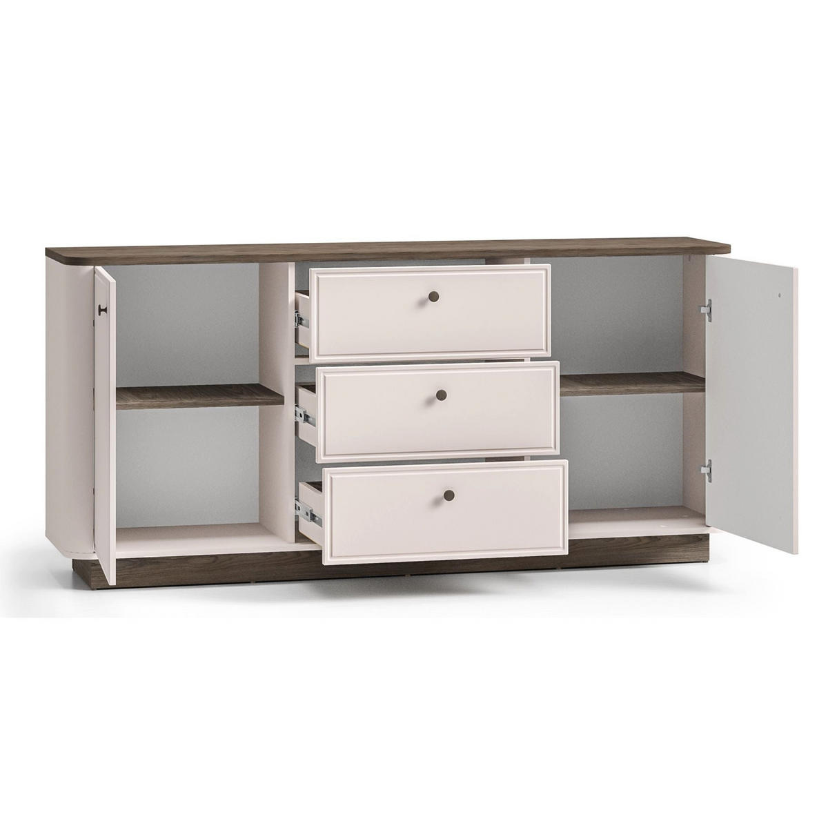 KOMODA Vilavio kašmír/dekor dub tmavý 180 cm - tmavě hnědá/šedohnědá, kov/kompozitní dřevo (180/85/40cm) - Selsey