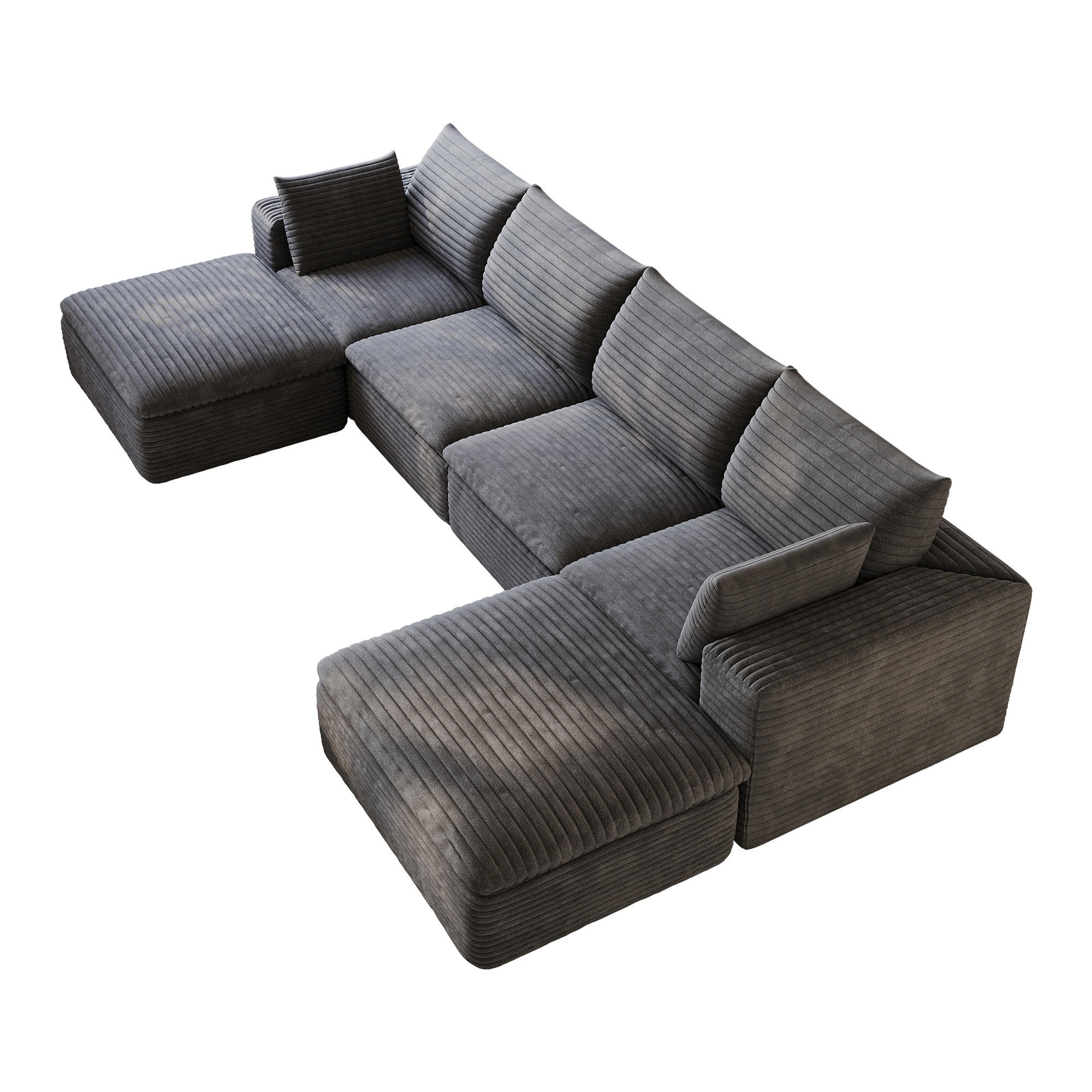 WOHNLANDSCHAFT DE-34773 4-Sitzer mit abnehmbare Polsterung Dunkelgrau - Dunkelgrau, Textil (160/60/340cm) - ComfortXL