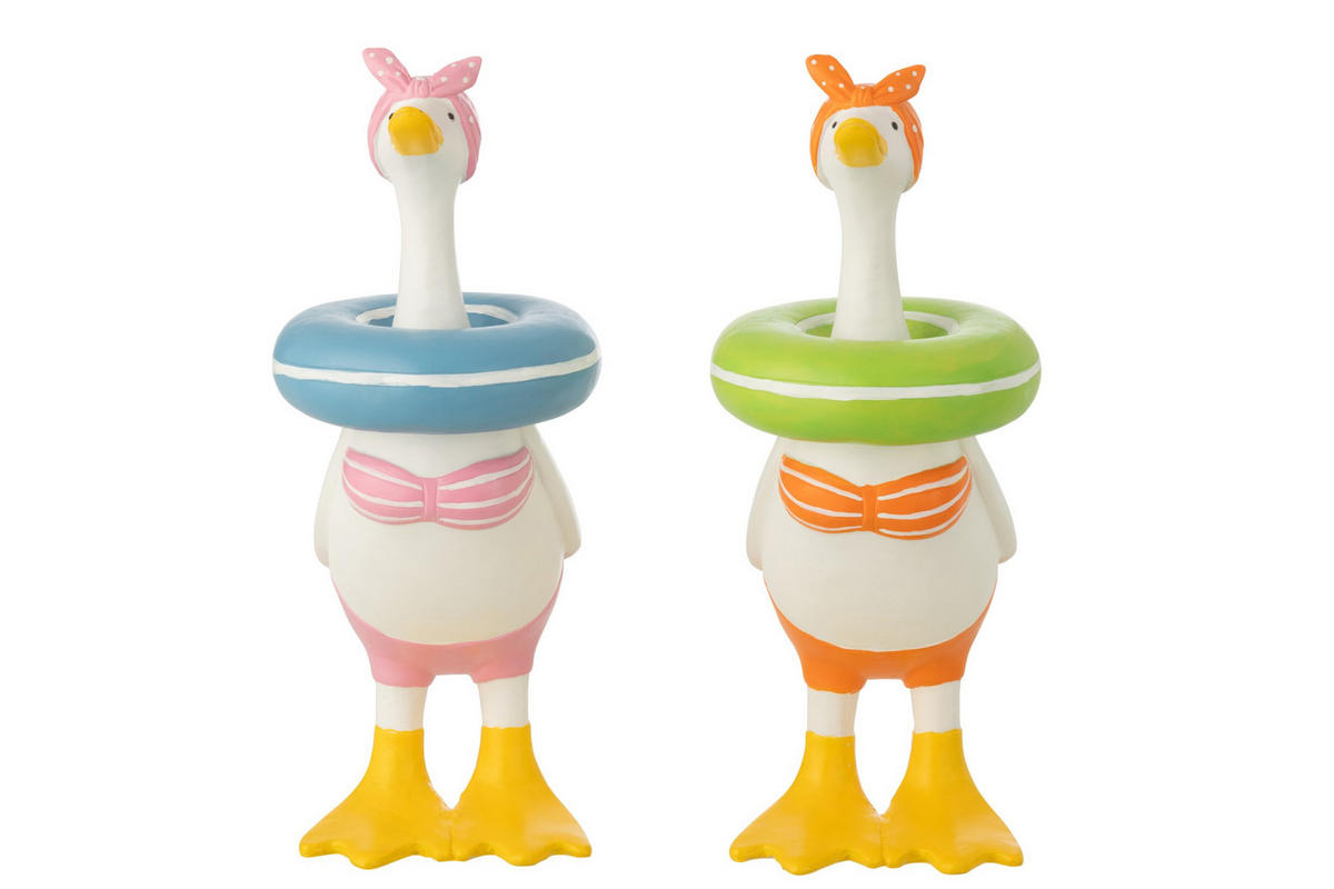 DEKOOBJEKT ENTE (2ER SET) - Multicolor, Glas/Naturmaterialien (16/40/23.5cm) - J-Line
