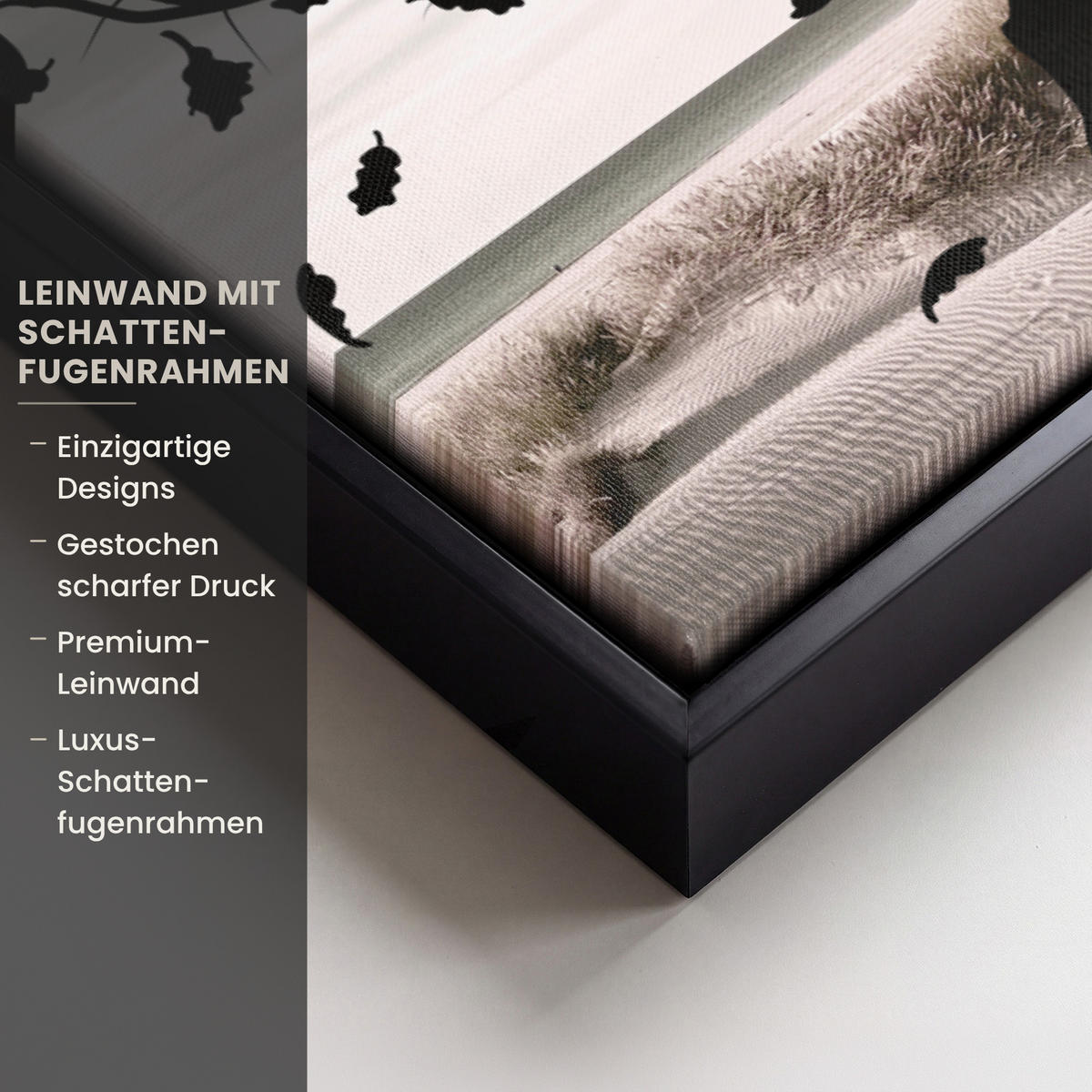 LEINWAND Bilder mit Rahmen - Strand - Meer - Menschen - Baum - Moderne Kunst - 80x60 - Hellgrau, Textil (80/60cm) - MuchoWow